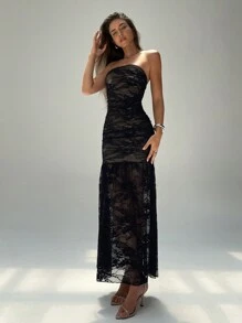 Aloruh Váy ren Bandeau cho nữ - màu đen - Xem 8