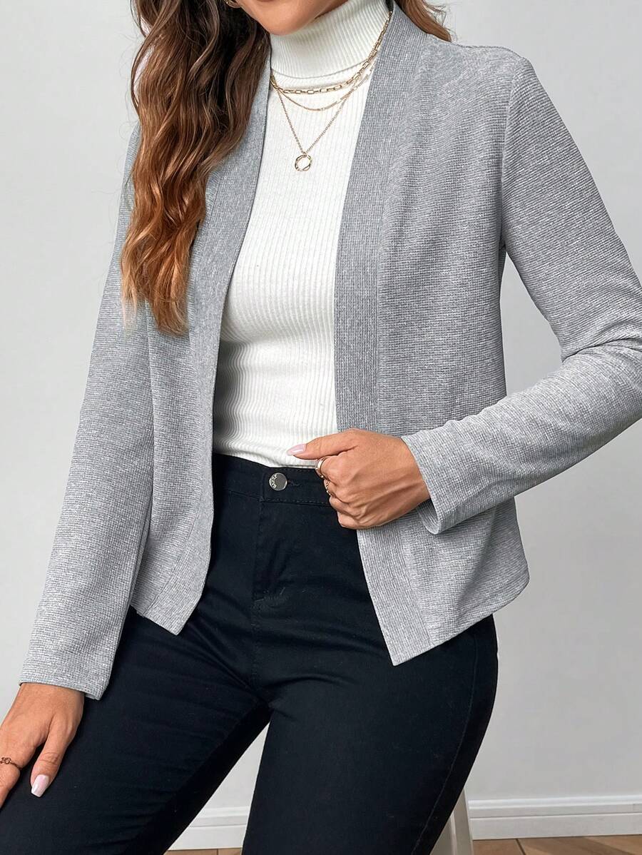EMERY ROSE Knitted Long Sleeve Cropped Cardigans In Women In Fall/Winter - Grey - View 1