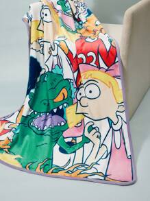 Nick 90s X SHEIN Cartoon Full Print Bed Blanket