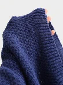 SHEIN Unity Áo khoác cardigan dáng rộng, đơn sắc, buộc dây phía trước, thường ngày, thu đông cho nữ - Màu xanh hải quân - Xem 6