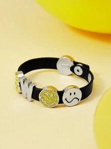 SmileyWorld® | SHEIN Pulseira com letras brilhantes de strass e padrão de desenho animado