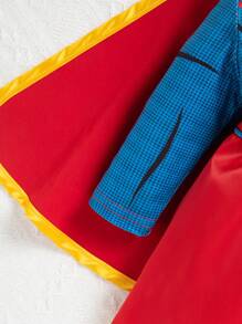 SHEIN Sukienka z peleryną superbohatera dla dziewczynki, stylowy strój, wygodny i modny na jesień - Wielokolorowe - Zobacz 3