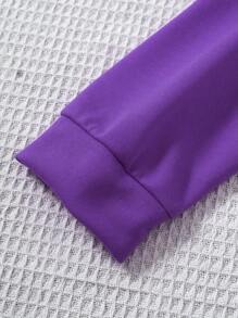 SHEIN Tween Girl Colorblock Round Neck Long Sleeve Loose Casual Sweatshirt, Autumn/Winter - Purple - View 4