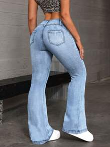 SHEIN EZwear 女式休闲百搭时尚喇叭牛仔裤