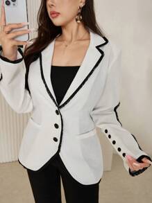 Seusyu Women's Spring & Autumn Notched Lapel Single-Breasted Elegant Blazer Fall Cloth For Women - Multicolor - View 7