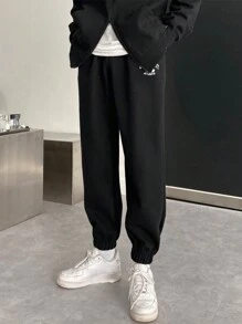 DAZY 男士字母印花拉链抽绳连帽衫和运动裤休闲套装，秋季 - 黑色 - 查看 7