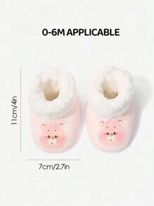 SHEIN X Care Bears 厚款保暖内衬可爱卡通图案女婴袜子，适合 0-6 个月大婴儿，礼物，保暖