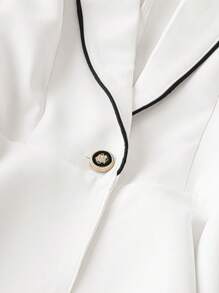 SHEIN Clasi Elegancki damski strój biurowy marynarka i spodnie 2-częściowy zestaw garniturowy na wiosnę i jesień, ubrania biznesowe - Biały - Zobacz 5