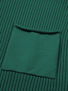 Acelitt Women's Solid Color Minimalist Kangaroo Pocket Bat Wing Knitted Sweater, Autumn