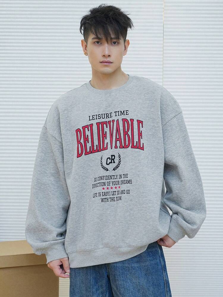 Men's Autumn Letter Print Pullover Sweatshirt