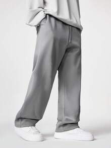 Manfinity RebelGame Pantalón de chándal holgado de punto estampado para hombre - Gris - Ver 4