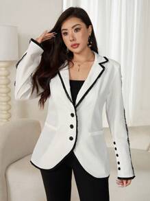 Seusyu Women's Spring & Autumn Notched Lapel Single-Breasted Elegant Blazer Fall Cloth For Women - Multicolor - View 5