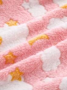 Cozy Pixies Thickened Hooded Pajama Cardigan Robe With Star, Moon & Cloud Pattern For Baby Girl
