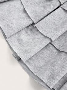 SHEIN Girlism Tween 女童街头休闲针织拼布溜冰裙 - 灰色 - 查看 3