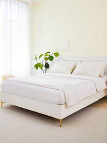 1pc Microfiber Brushed Bedsheet Set With Elastic - White - View 2