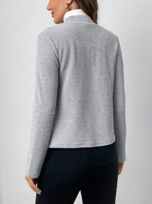 EMERY ROSE Knitted Long Sleeve Cropped Cardigans In Women In Fall/Winter - Grey - View 2
