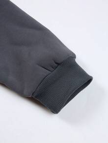 Ladies' Casual Minimalist Round Neck Sweatshirt With Sunrise Print Design,Ladies Spring/Fall Casual Long Sleeve Round Neck Regular Fit Regular Dark Grey Drop Shoulder Pullovers Women Hoodies,Winter Warmth/ Winter - Dark Grey - View 3