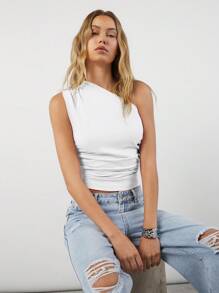 Easelle Asymmetrisches Top mit seitlicher Raffung am Ausschnitt, Sommer