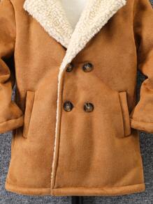 Young Boy's Casual Double-Breasted Thermal Lined Jacket, Autumn/Winter - Multicolor - View 3