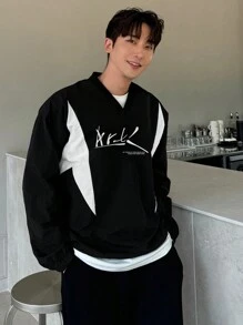 DAZY Áo nỉ chui đầu nam mùa thu phối chữ cái. - màu đen - Xem 9