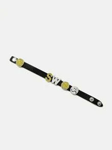 SmileyWorld® | SHEIN Pulseira com letras brilhantes de strass e padrão de desenho animado