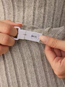 SHEIN Maternity Women Ribbed Hollow Out Crop Top And Pants 2 Pieces Set, Spring/Autumn - Apricot - View 5