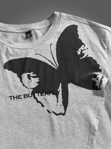Manfinity VCAY Camiseta de manga corta de punto con estampado de mariposa talla grande para hombre - Multicolor - Ver 5