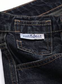 DAZY Women's Loose Fit Wide Leg Pocket Detail Casual Baggy Jeans - Dark Wash - View 8