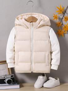 SHEIN Young Boy Sleeveless Hooded  Casual Vest