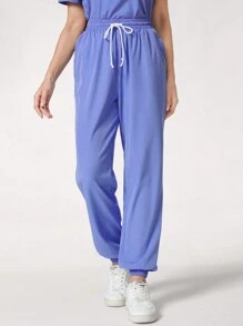 TaskEZ Pantalón de uniforme de unicolor con cordón en la cintura y puños en los tobillos
