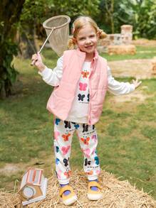 SHEIN Bộ 3 áo khoác vest ấm áp thường ngày cho bé gái + áo in hình bướm + quần in họa tiết nhung kẻ cho các hoạt động ngoài trời, mùa thu và mùa đông - Nhiều màu - Xem 1