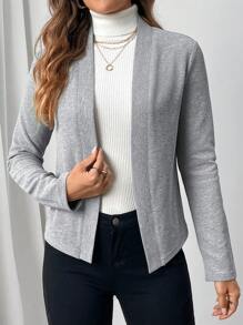 EMERY ROSE Knitted Long Sleeve Cropped Cardigans In Women In Fall/Winter - Grey - View 5