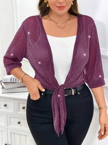 SHEIN Clasi 大码夏季休闲金属系带衬衫