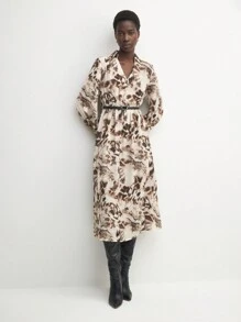 BizChic Elegantes Eng anliegendes Kleid mit Leoprint für das Büro für Damen - Braun - Übersicht 4