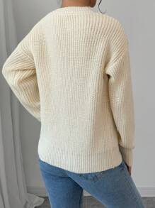 Chiquease Jersey de cuello redondo con patchwork de lentejuelas