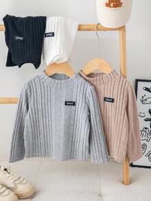 SHEIN 4 件装男婴/女婴基本款纯色针织长袖 T 恤，休闲秋冬 - 彩色 - 查看 9