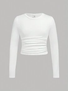 Tween Girls 1-For-2 纯色针织圆领长袖上衣