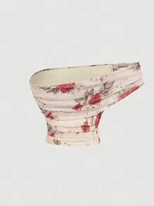 SHEIN MOD Áo nữ dệt kim hoa văn cổ điển lệch vai, xếp ly, mùa thu, phong cách cổ điển, áo đi chơi, áo nữ Mexico, áo đi xem hòa nhạc. - Nhiều màu - Xem 2