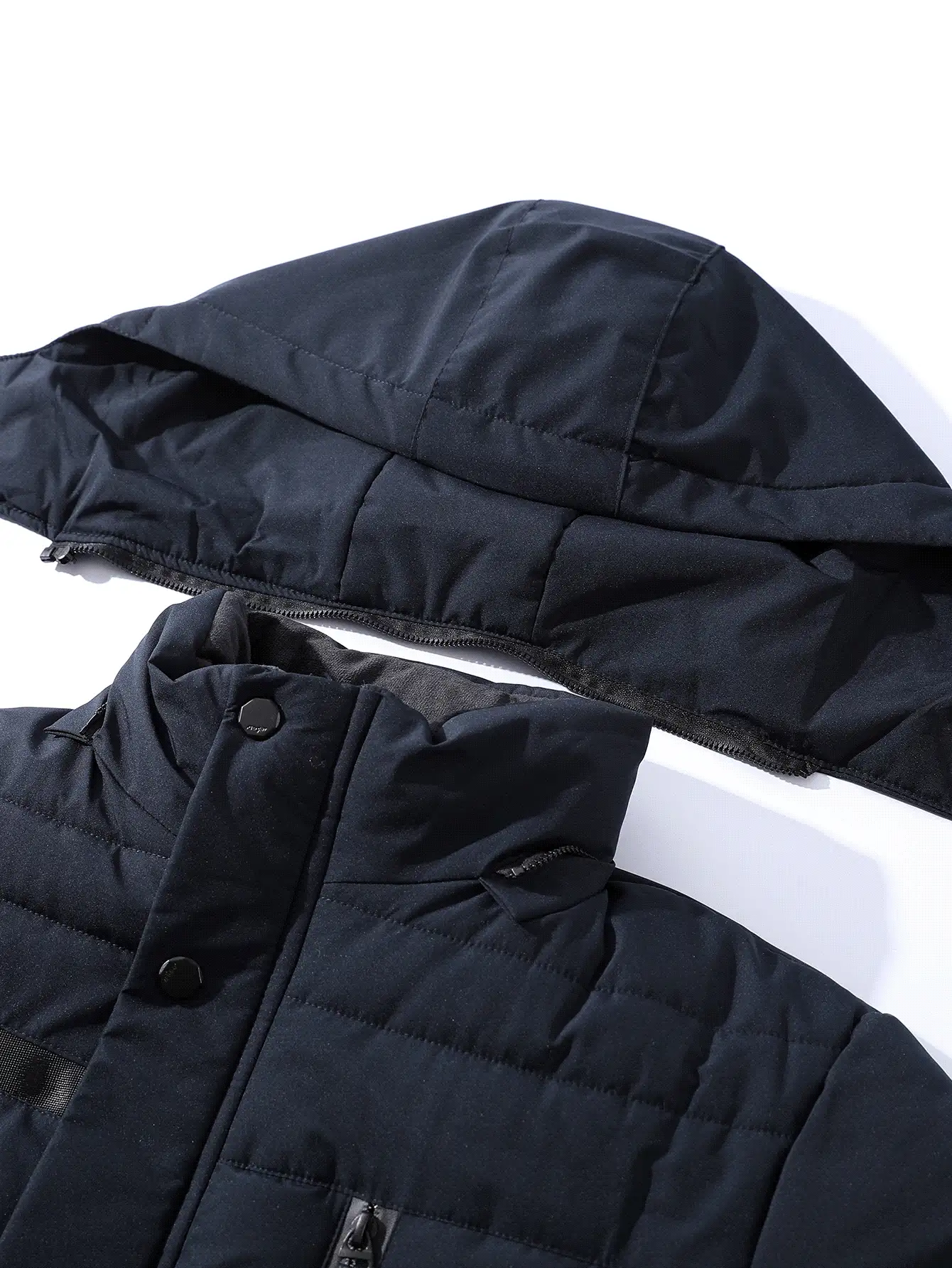 Manfinity Homme Men's Loose Fit Long Sleeve Hooded Padded Jacket, Men Winter Jacket - Navy Blue - View 5