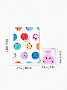 SmileyWorld® | SHEIN 2pcs Set Amusing Cartoon Expression Pattern Zipper Storage Bag