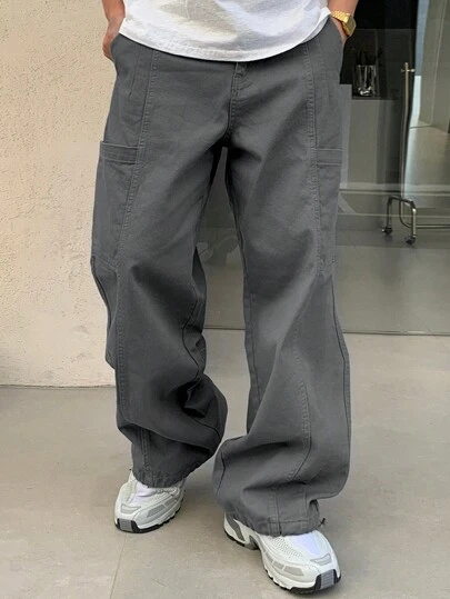 DAZY بنطلون جينز من القماش الجينزي بتصميم بسيط بجيب للرجال، للاستخدام اليومي العادي رمضان