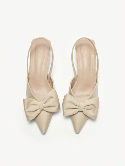 CUCCOO CHICEST Women's Pointed Toe Kitten Heels, Decorated With Bow, Solid Color, Ankle Strap, Elegant Daily Wear Option, Outdoor Shopping, Festivals, Parties, Spring Summer Winter, Match With Satin Dresses Spring Shoes Spring Break Easter Prom Heels For Christmas Elegant Shoes Wedding Shoes