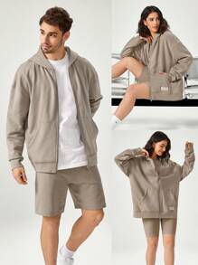 GLOWMODE Everyday Fleece Keep It Casual Unisex Long Sleeve Hoodie Jacket With Basic Pockets Daily Casual