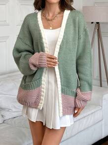 EURMUSE Knitwear Dusted Chunky Cardigan With Multicolours - Multicolor - View 3