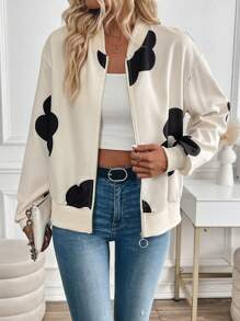 Chiquease Chaqueta con cierre para mujer con estampado floral, estilo para ir y venir