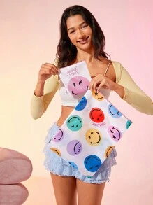 SmileyWorld® | SHEIN 2pcs Set Amusing Cartoon Expression Pattern Zipper Storage Bag