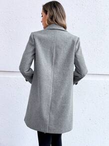 EMERY ROSE Women Casual Lapel Woolen Coat For Autumn - Grey - View 5