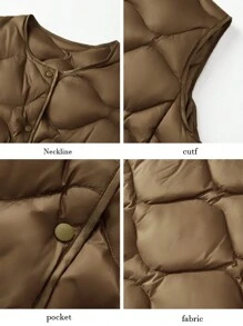 SHEIN SXY Winter Casual Solid Color Sleeveless Down & Feathers Coat