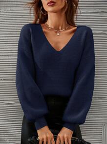 SHEIN Frenchy Suéter de mujer con hombros caídos, blusas de manga larga para otoño/invierno