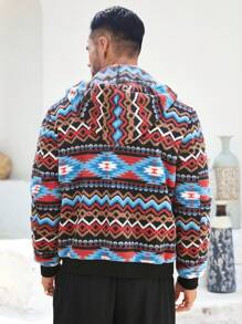 Manfinity Homme Men's Plush  Hooded Jacket, Casual Daily Comfortable Warm Outerwear - Multicolor - View 2